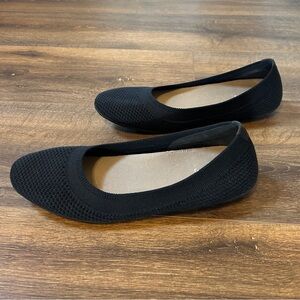 Allbirds Tree Breezer Washable Black Knit Flat, Size 10